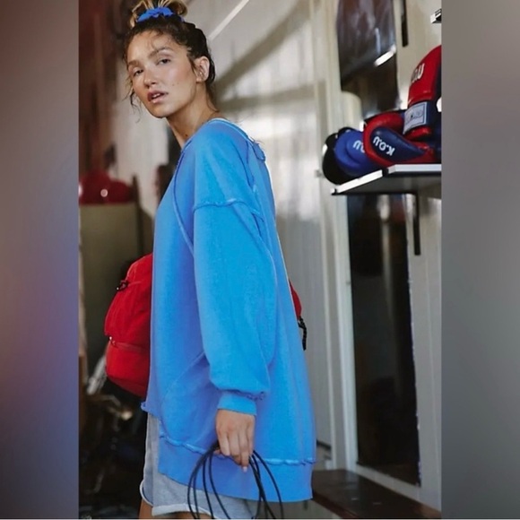 FP Movement by Free People: One To Beat Pullover in Riviera Blue NWT - Picture 3 of 15